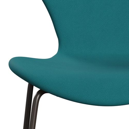 Fritz Hansen 3107 Chair Full Upholstery, Brown Bronze/Fame Green Turquoise