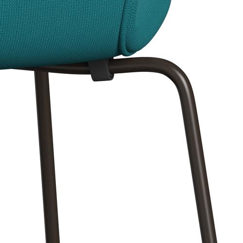 Fritz Hansen 3107 Chair Full Upholstery, Brown Bronze/Fame Green Turquoise