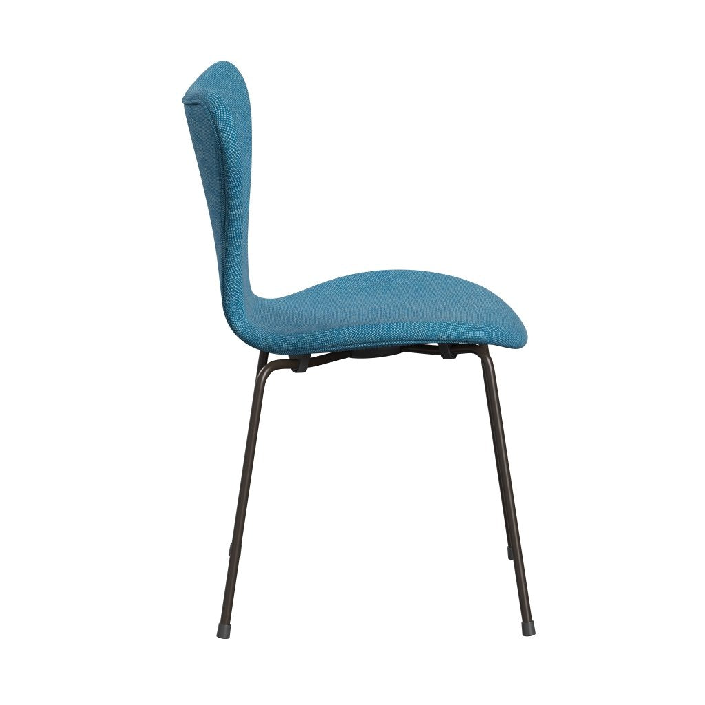 Fritz Hansen 3107 Chair Full Upholstery, Brown Bronze/Hallingdal White/Turquoise