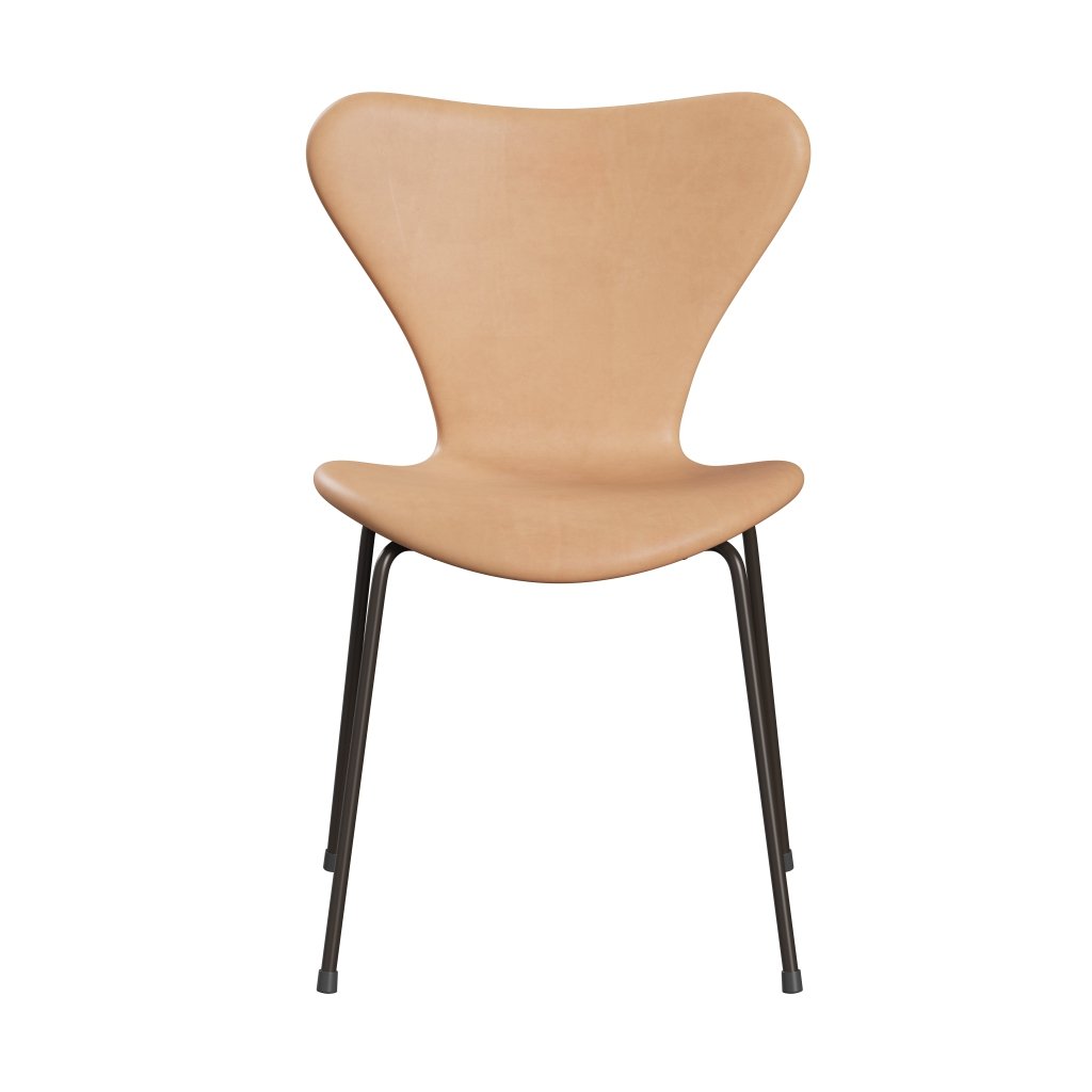 Fritz Hansen 3107 Chair Full Upholstery, Brown Bronze/Natural Leather