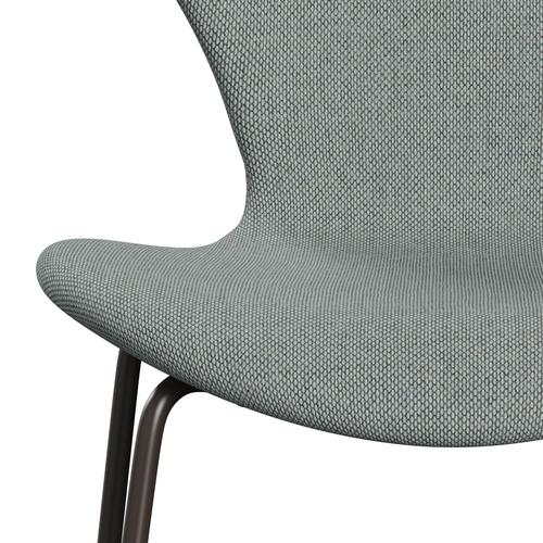 Fritz Hansen 3107 Židle plné čalounění, hnědá bronz/re vlna bledá aqua