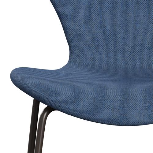 Fritz Hansen 3107 židle plné čalounění, Brown Bronz/Re Wool Blue/Natural