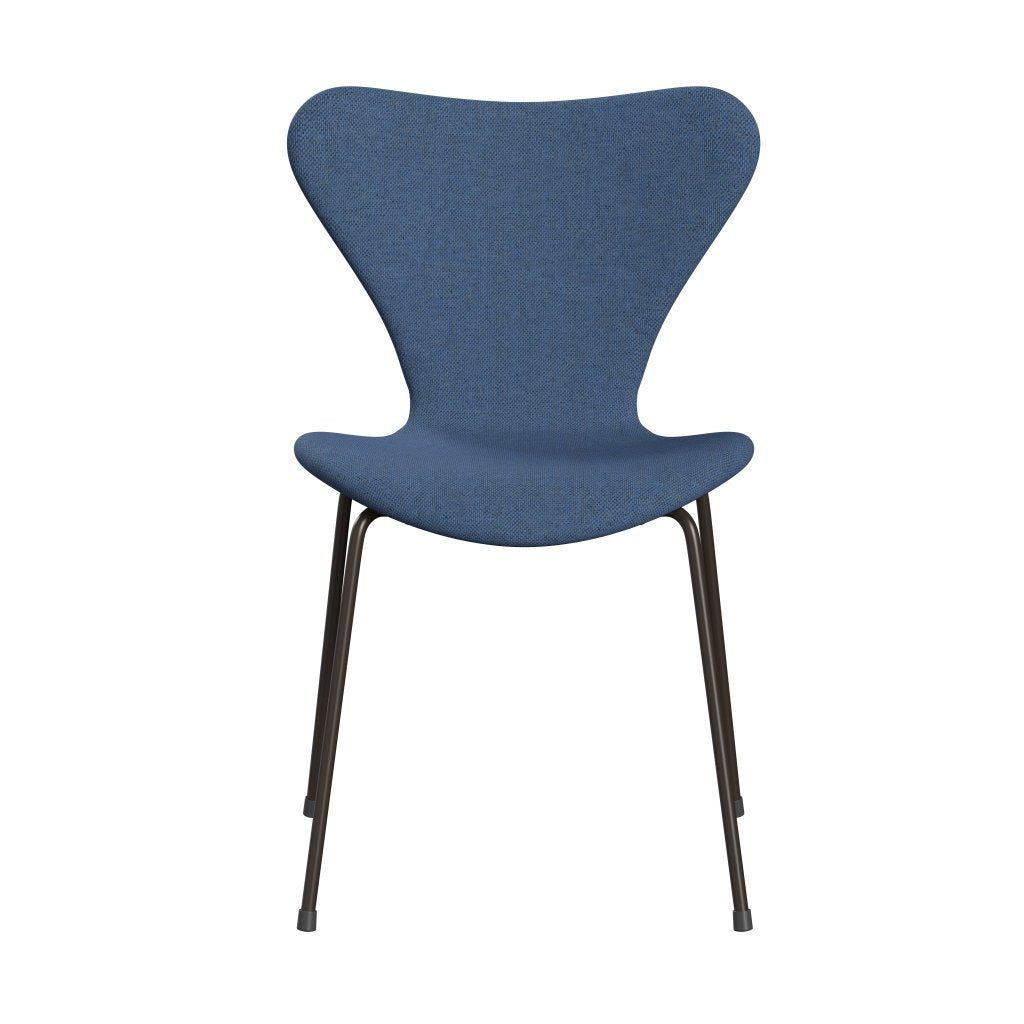 Fritz Hansen 3107 židle plné čalounění, Brown Bronz/Re Wool Blue/Natural