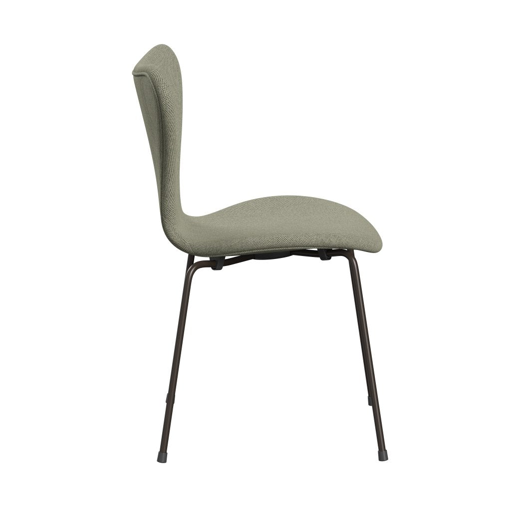 Fritz Hansen 3107 židle plné čalounění, Brown Bronze/Re Wool Lime Green/Natural