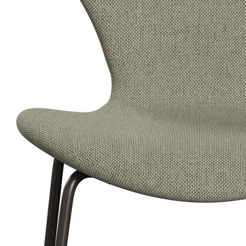 Fritz Hansen 3107 Chair Full Upholstery, Brown Bronze/Re Wool Lime Green/Natural