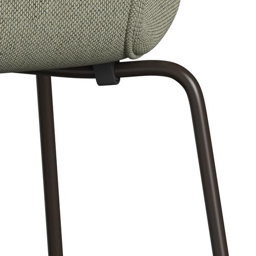 Fritz Hansen 3107 židle plné čalounění, Brown Bronze/Re Wool Lime Green/Natural