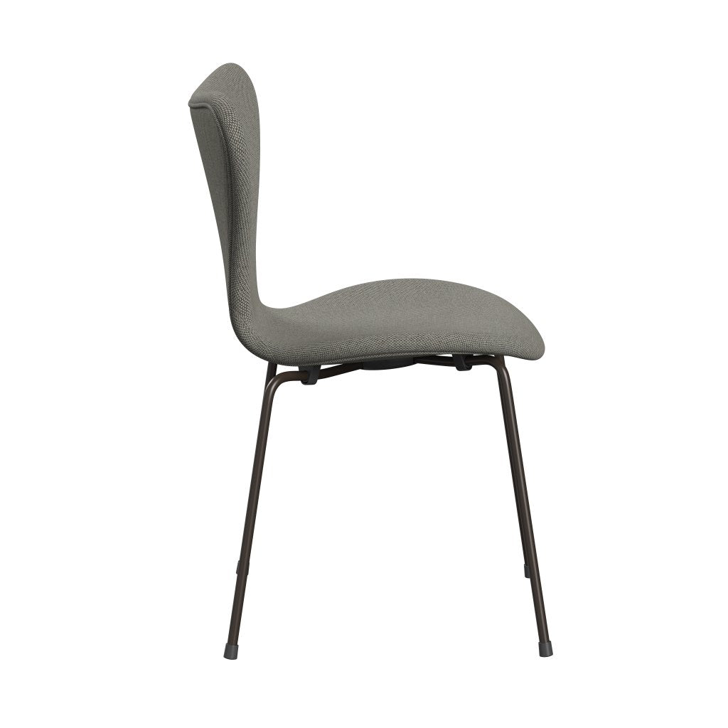 Fritz Hansen 3107 Chair Full Upholstery, Brown Bronze/Re Wool Grey White/Plain