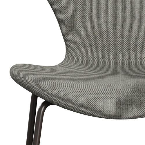 Fritz Hansen 3107 Chair Full Upholstery, Brown Bronze/Re Wool Grey White/Plain