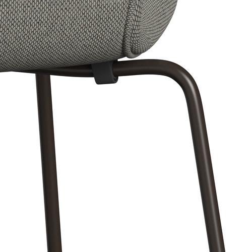 Fritz Hansen 3107 Chair Full Upholstery, Brown Bronze/Re Wool Grey White/Plain