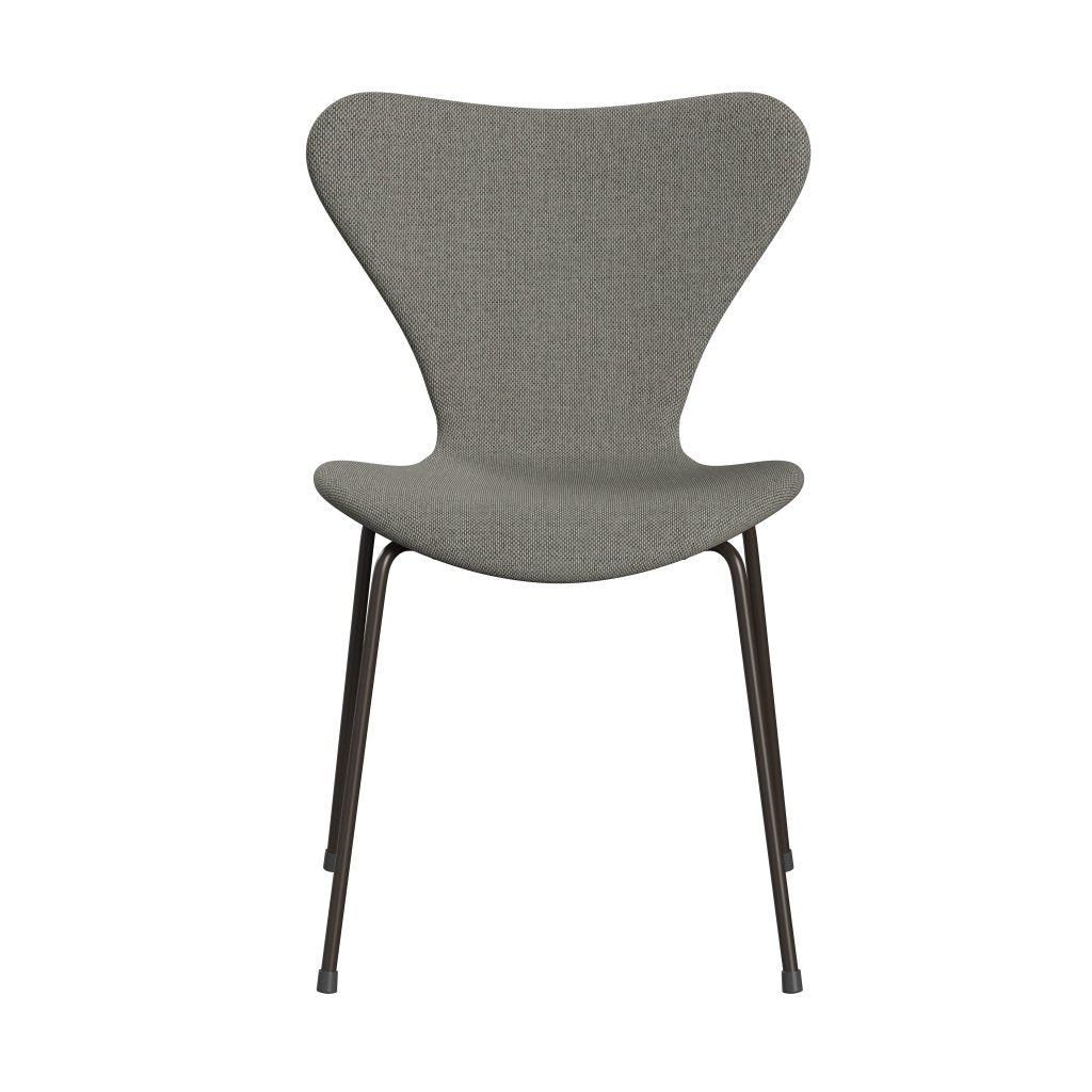 Fritz Hansen 3107 Chair Full Upholstery, Brown Bronze/Re Wool Grey White/Plain