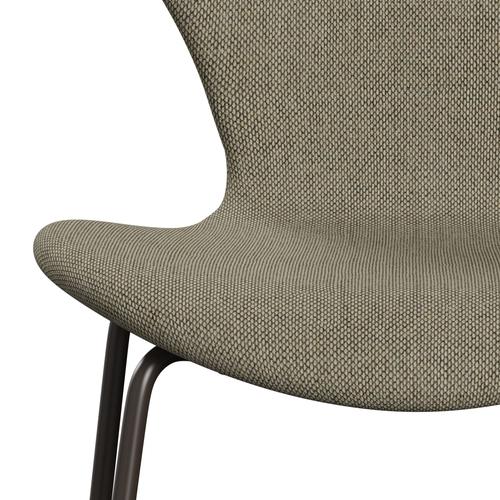 Fritz Hansen 3107 Chair Full Upholstery, Brown Bronze/Re Wool Light Beige/Natural