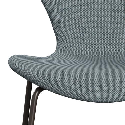 Fritz Hansen 3107 Chair Full Upholstery, Brown Bronze/Re Wool Light Blue/Natural