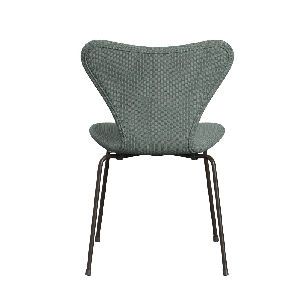 Fritz Hansen 3107 Židle plné čalounění, hnědý bronz/re vlněná světla Aquamarine/Natural