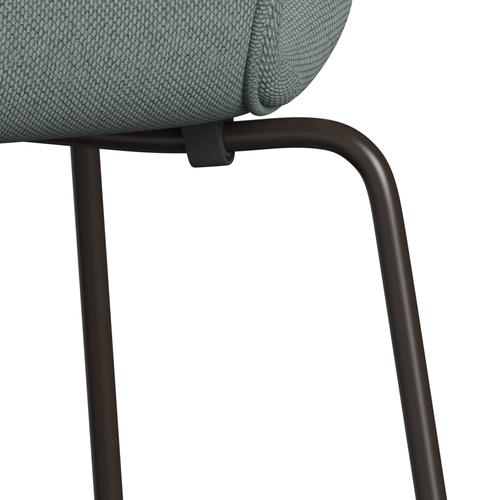 Fritz Hansen 3107 Židle plné čalounění, hnědý bronz/re vlněná světla Aquamarine/Natural