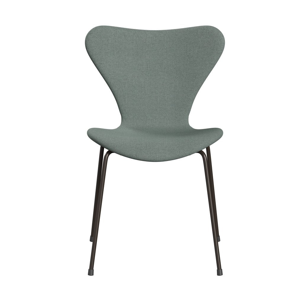 Fritz Hansen 3107 Židle plné čalounění, hnědý bronz/re vlněná světla Aquamarine/Natural