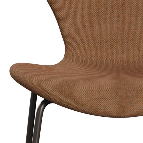 Fritz Hansen 3107 židle plné čalounění, hnědý bronz/re vlna ozdoba/přírodní