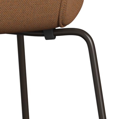 Fritz Hansen 3107 Chair Full Upholstery, Brown Bronze/Re Wool Ornage/Natural