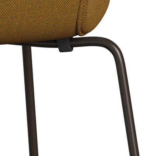 Fritz Hansen 3107 židle plné čalounění, hnědý bronz/re vlněný šafrán/přírodní