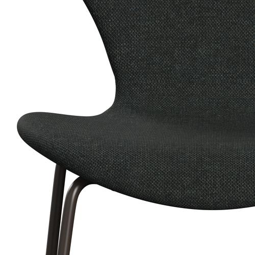 Fritz Hansen 3107 Chair Full Upholstery, Brown Bronze/Re Wool Black/Natural