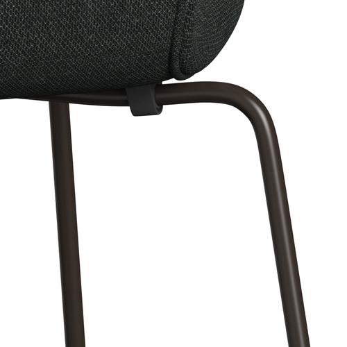 Fritz Hansen 3107 Chair Full Upholstery, Brown Bronze/Re Wool Black/Natural