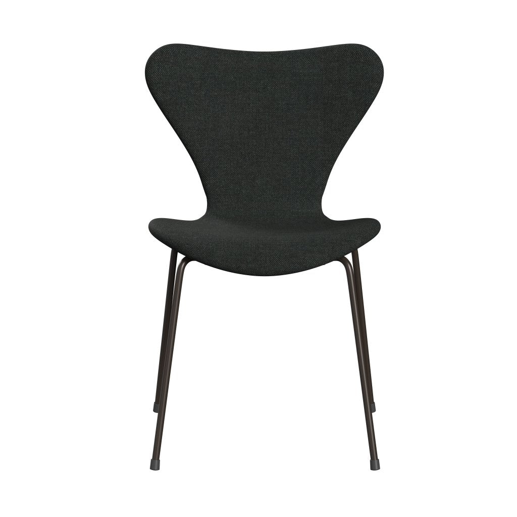 Fritz Hansen 3107 Chair Full Upholstery, Brown Bronze/Re Wool Black/Natural