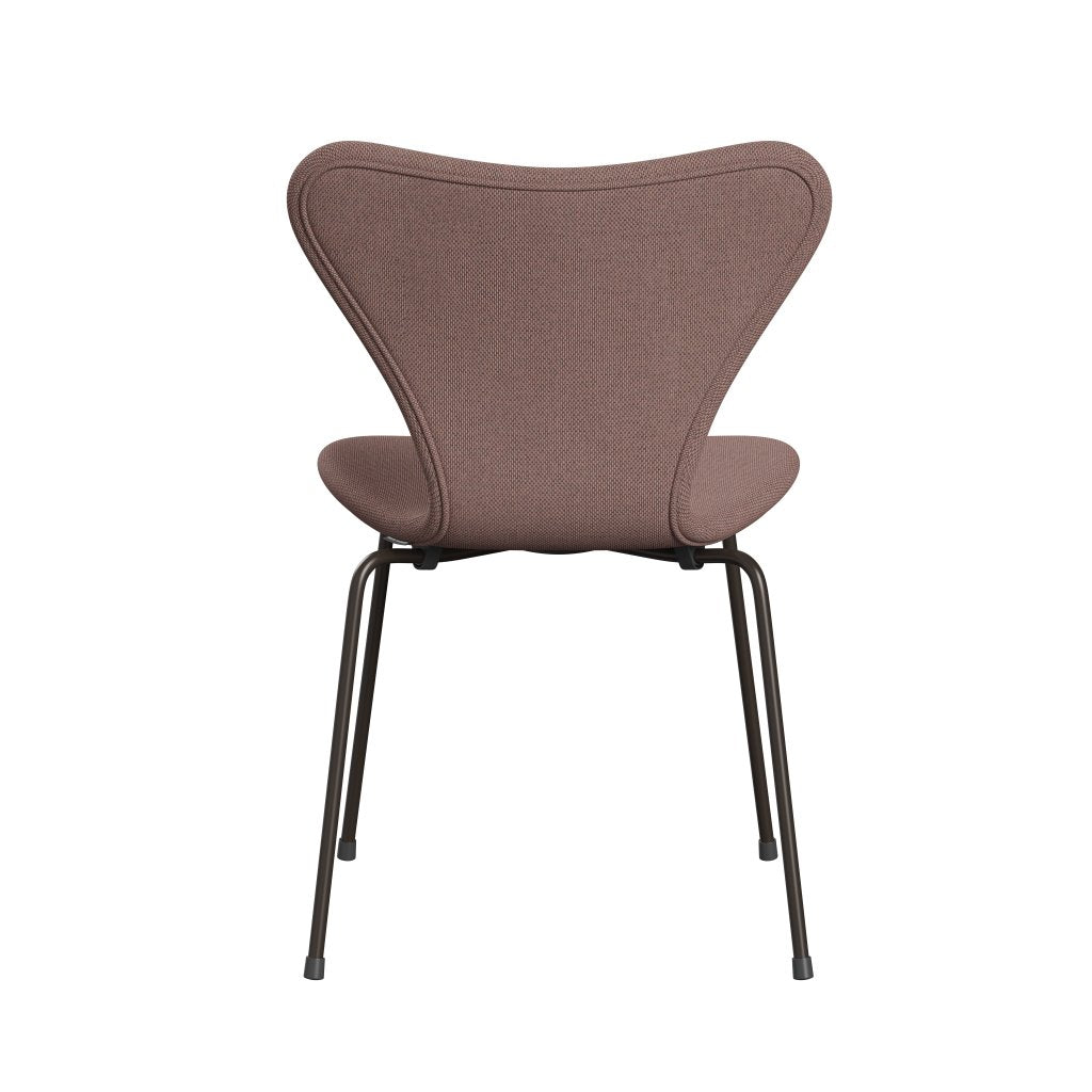 Fritz Hansen 3107 židle plné čalounění, hnědý bronz/re vlna měkká růžová/přirozená