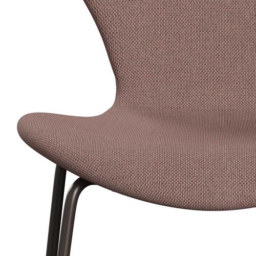 Fritz Hansen 3107 židle plné čalounění, hnědý bronz/re vlna měkká růžová/přirozená