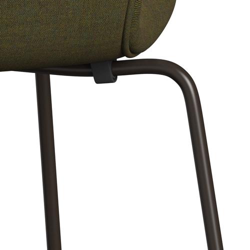 Fritz Hansen 3107 Chair Full Upholstery, Brown Bronze/Remix Army Green