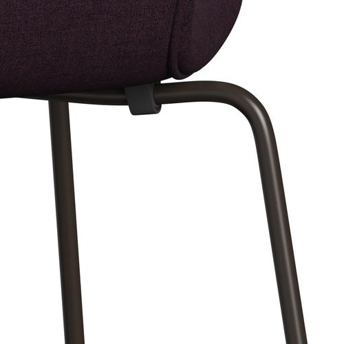 Fritz Hansen 3107 Chair Full Upholstery, Brown Bronze/Remix Aubergine (Rem692)