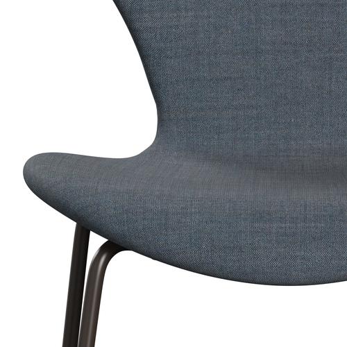 Fritz Hansen 3107 židle plné čalounění, hnědý bronz/remix benzín Blue Dark