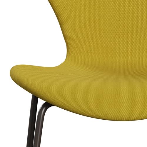 Fritz Hansen 3107 židle plné čalounění, hnědý bronzový/Steelcut Light Green/Yellow