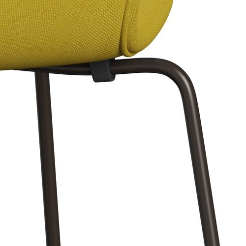 Fritz Hansen 3107 židle plné čalounění, hnědý bronzový/Steelcut Light Green/Yellow