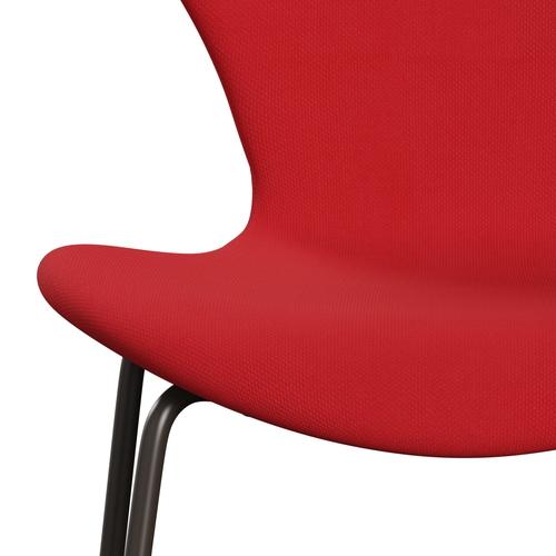 Fritz Hansen 3107 židle plné čalounění, hnědý bronz/Steelcut Neon Red