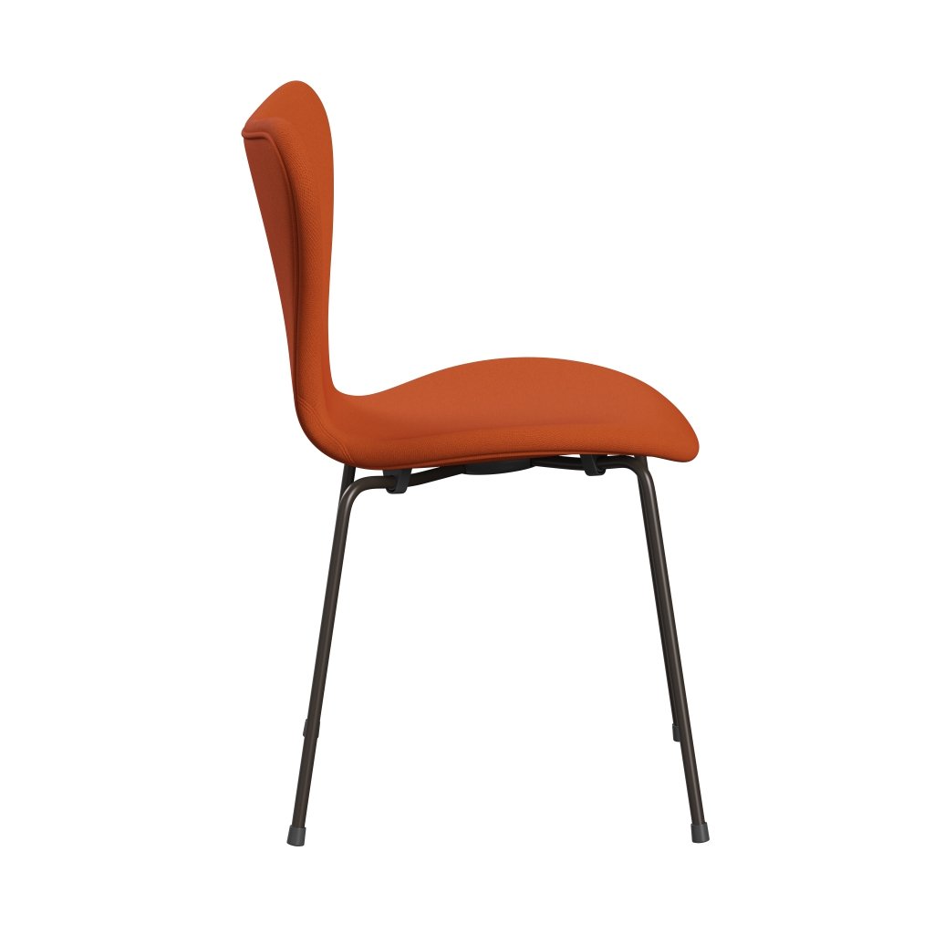 Fritz Hansen 3107 Židle plné čalounění, hnědá bronzová/Steelcut Orange Dark