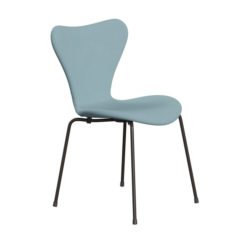 Fritz Hansen 3107 Chair Full Upholstery, Brown Bronze/Steelcut Pastel Blue