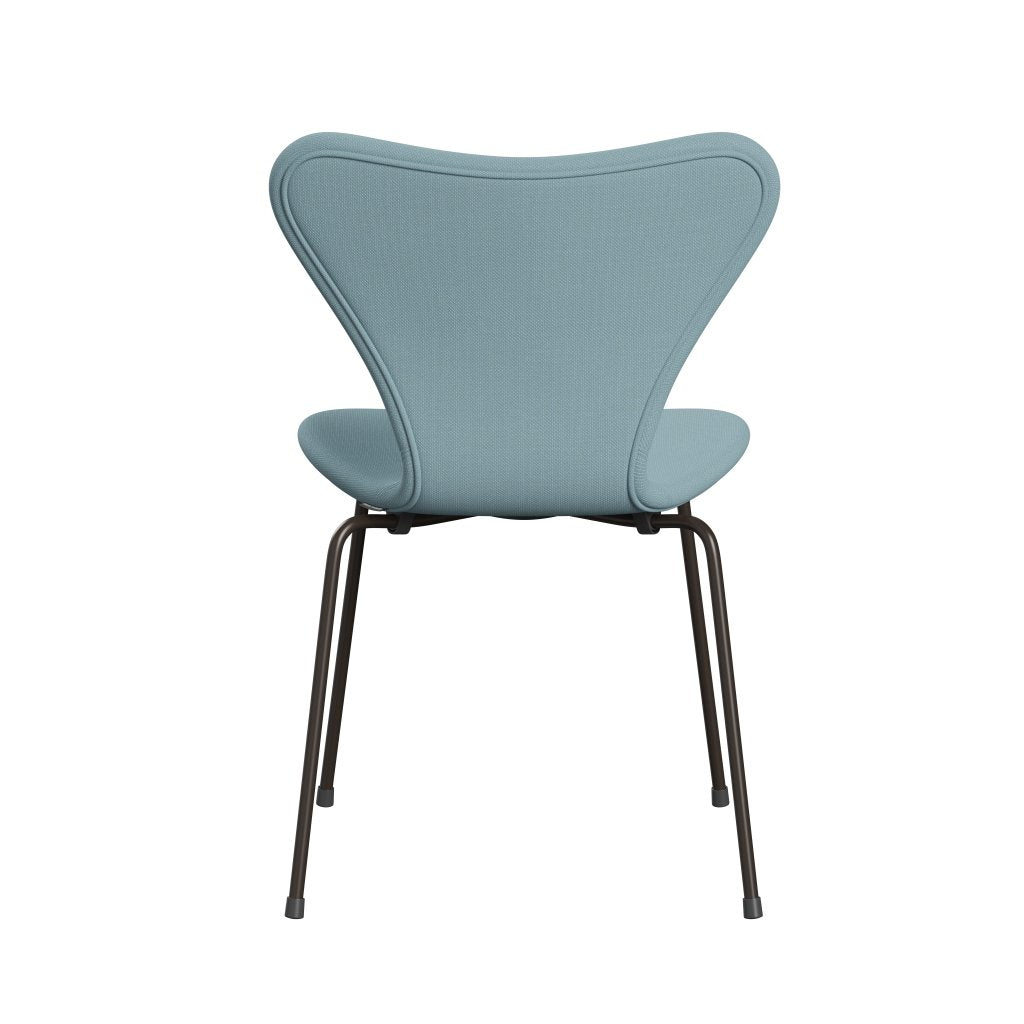 Fritz Hansen 3107 Chair Full Upholstery, Brown Bronze/Steelcut Pastel Blue