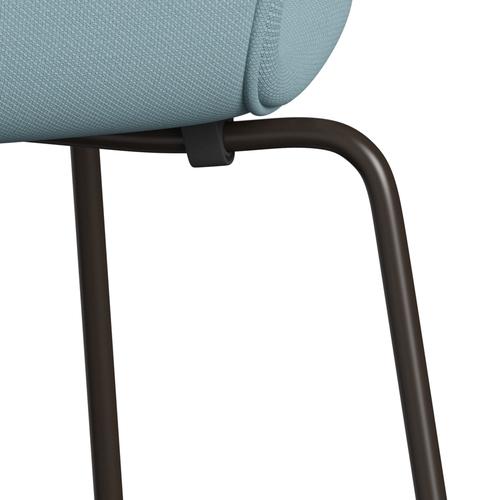 Fritz Hansen 3107 židle plné čalounění, hnědá bronzová/Steelcut Pastel Blue