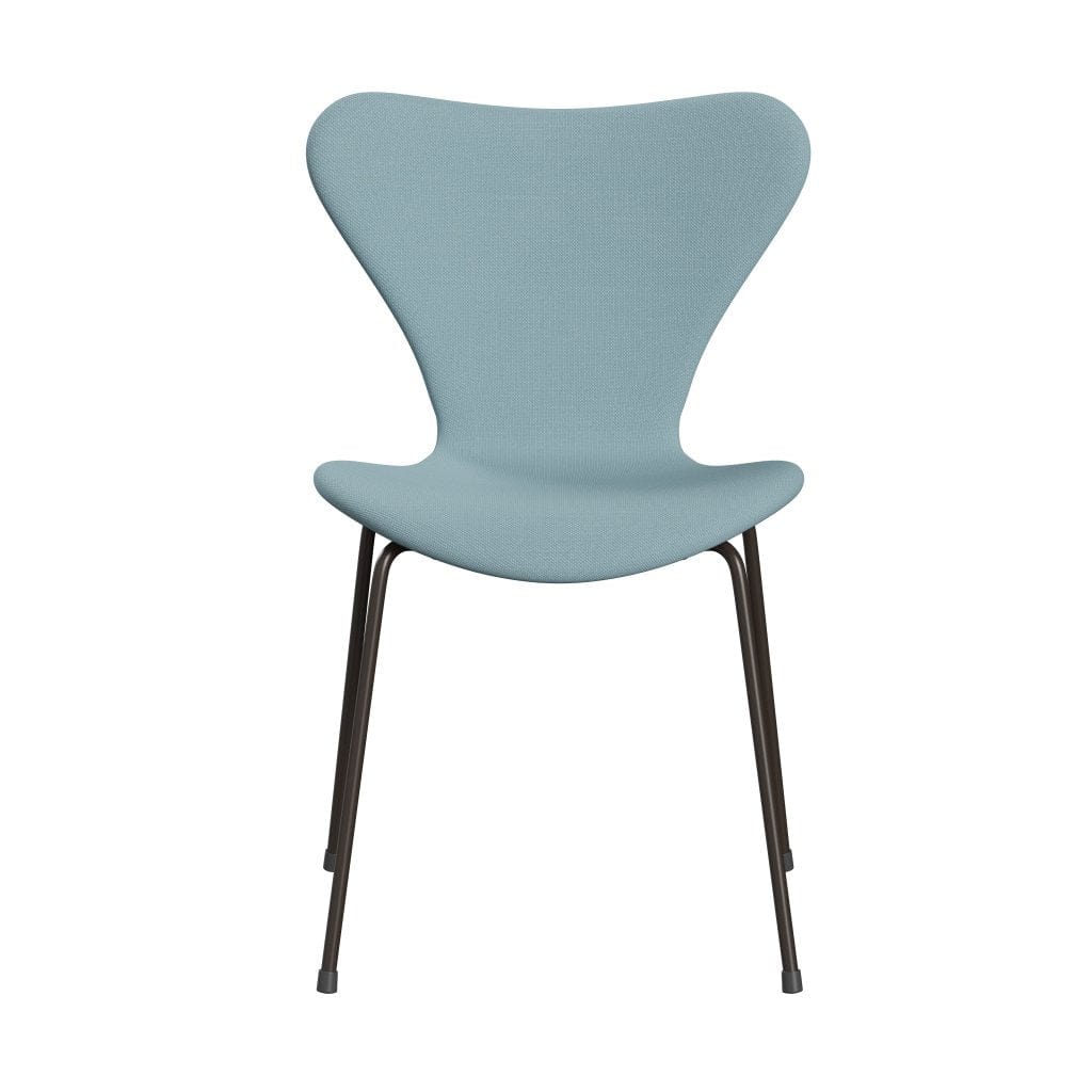 Fritz Hansen 3107 Chair Full Upholstery, Brown Bronze/Steelcut Pastel Blue