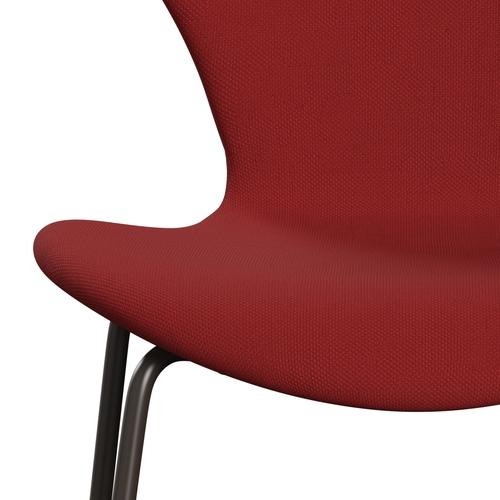 Fritz Hansen 3107 Chair Full Upholstery, Brown Bronze/Steelcut Red