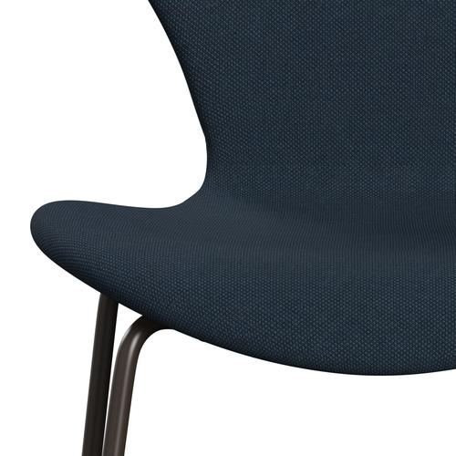 Fritz Hansen 3107 Chair Full Upholstery, Brown Bronze/Steelcut Trio Dark Dust Blue