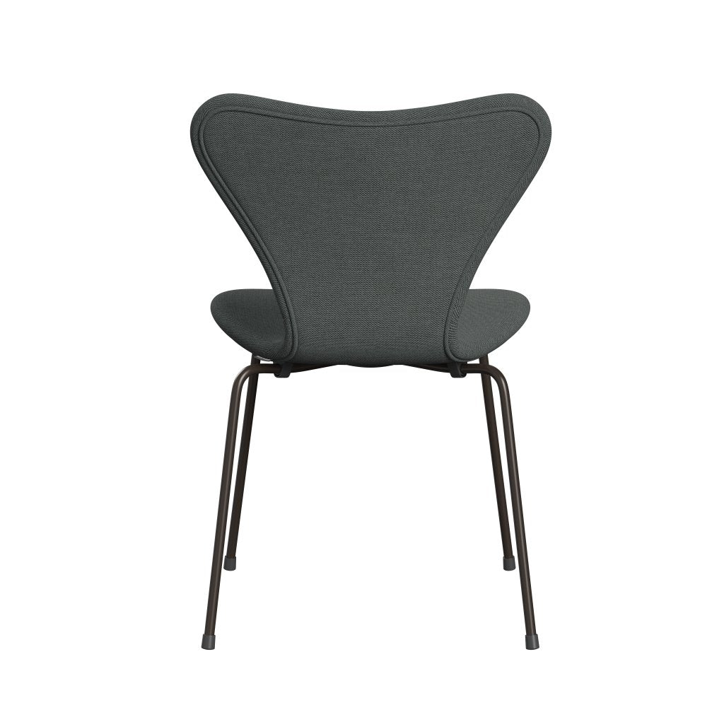 Fritz Hansen 3107 Židle plné čalounění, hnědé bronzové/ocelářské trio uhlí