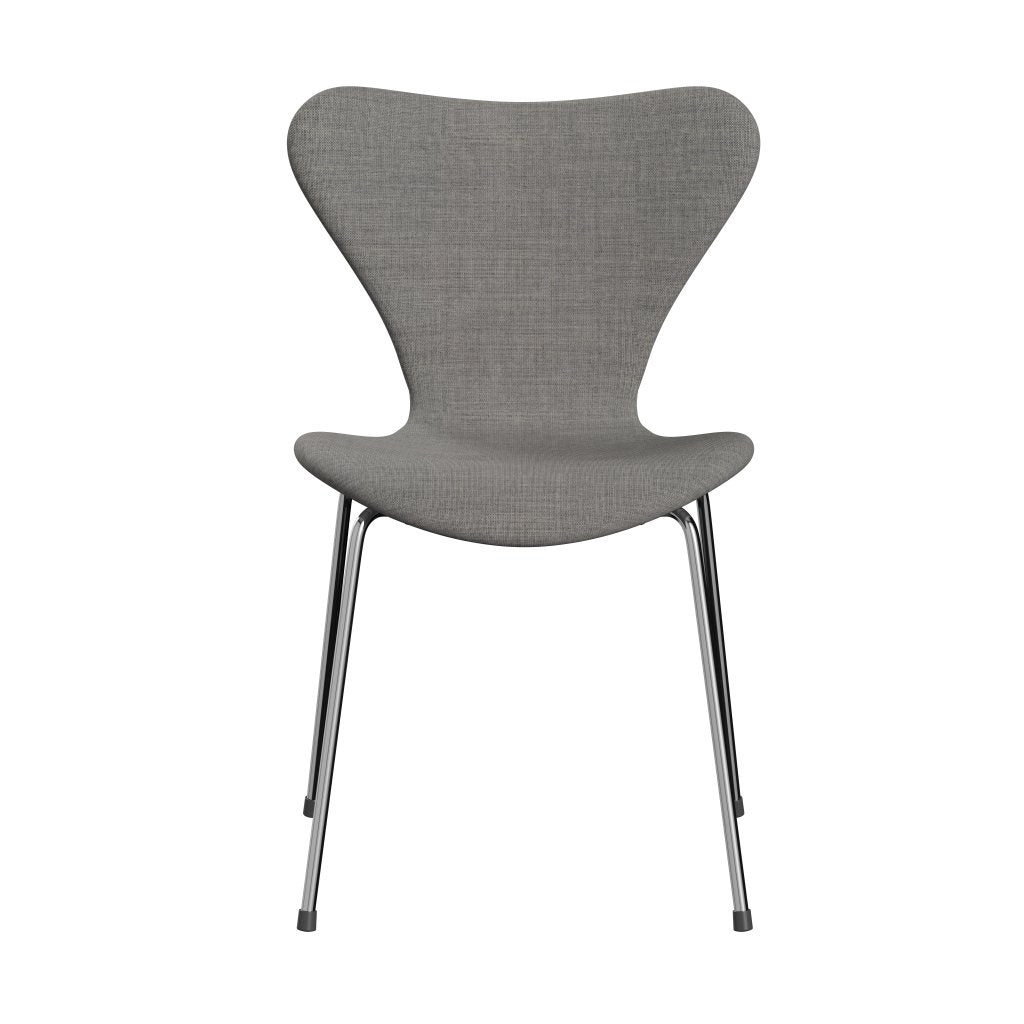 Fritz Hansen 3107 Židle plné čalounění, chrom/plátno světle šedá