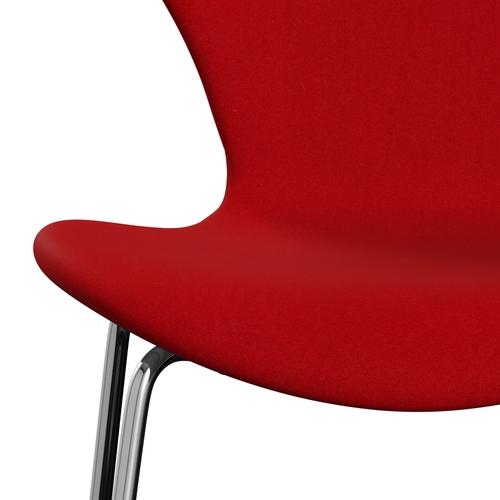 Fritz Hansen 3107 Chair Full Upholstery, Chrome/Divina Red (Div623)