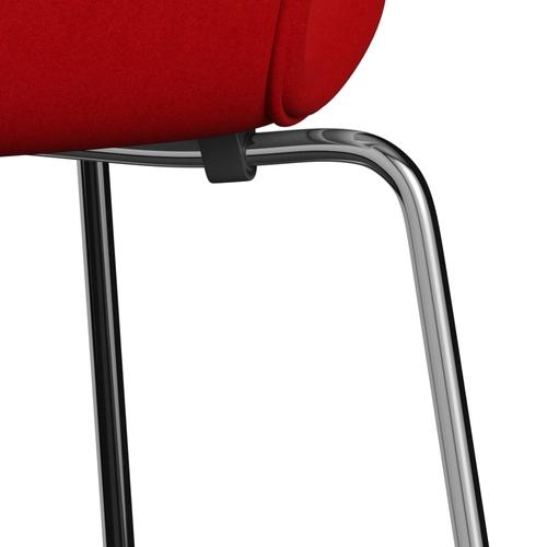 Fritz Hansen 3107 Židle plné čalounění, Chrome/Divina Red (Div623)