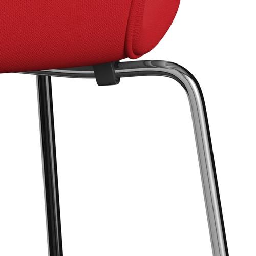 Fritz Hansen 3107 židle plné čalounění, chrome/Steelcut Neon Red