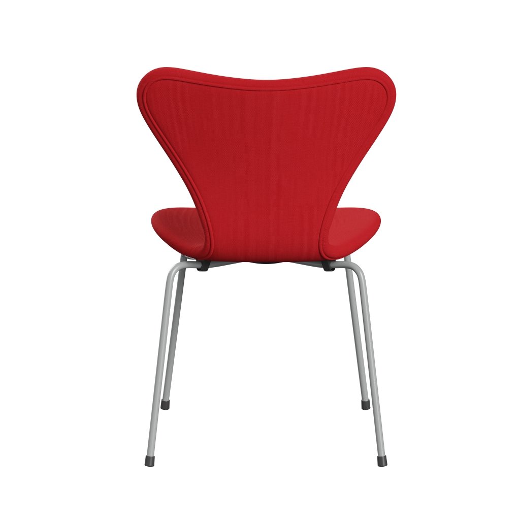 Fritz Hansen 3107 Chair Full Upholstery, Nine Grey/Steelcut Neon Red