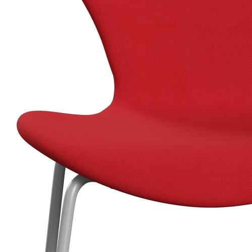 Fritz Hansen 3107 Chair Full Upholstery, Nine Grey/Steelcut Neon Red