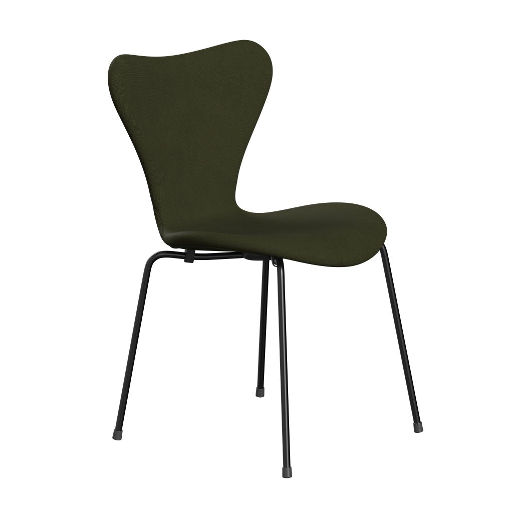 Fritz Hansen 3107 Chair Full Upholstery, Black/Fame Dark Brown Green