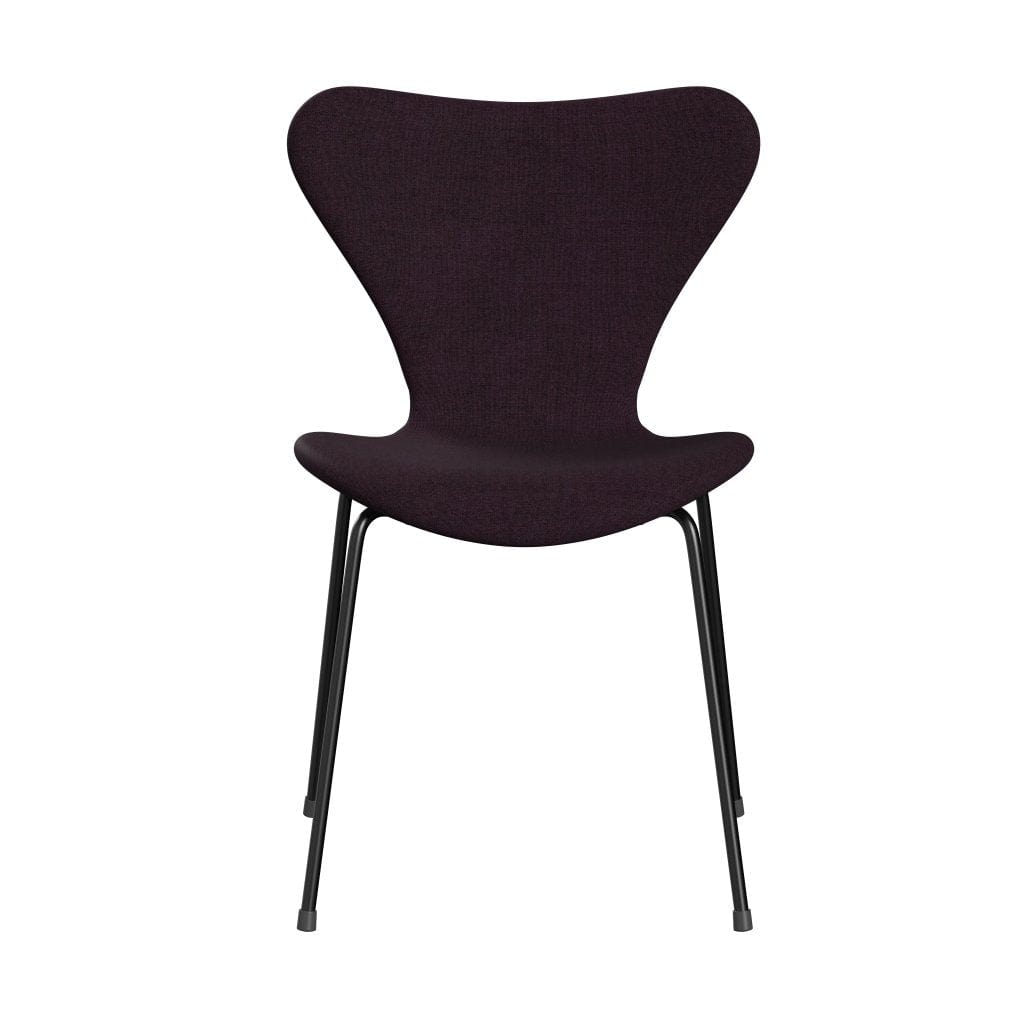 Fritz Hansen 3107 Chair Full Upholstery, Black/Remix Aubergine (Rem692)