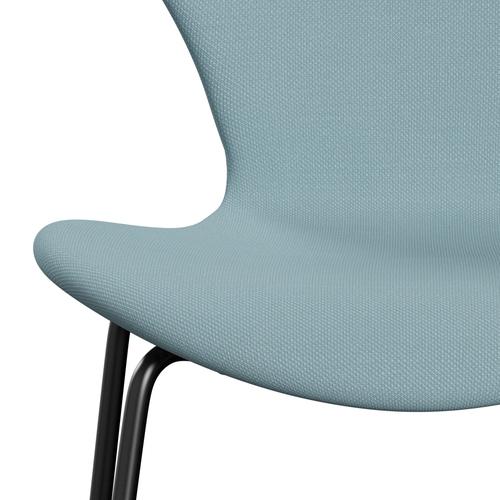 Fritz Hansen 3107 Chair Full Upholstery, Black/Steelcut Pastel Blue